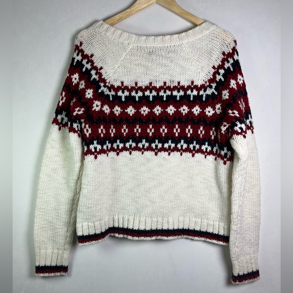 American Eagle Outfitters Women’s Large Fair Isle Chunky Knit Wool Blend Sweater - Picture 6 of 9